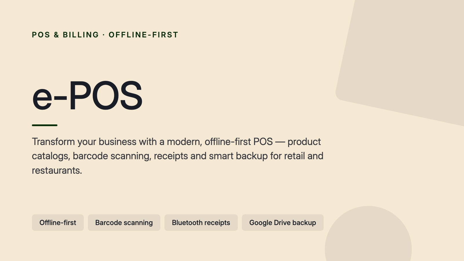 e-POS · e-Salon · CashCue