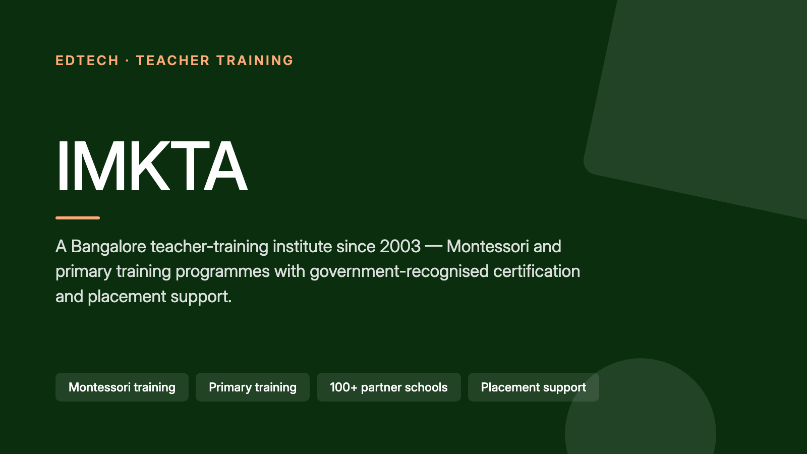 IMKTA — Montessori teacher training