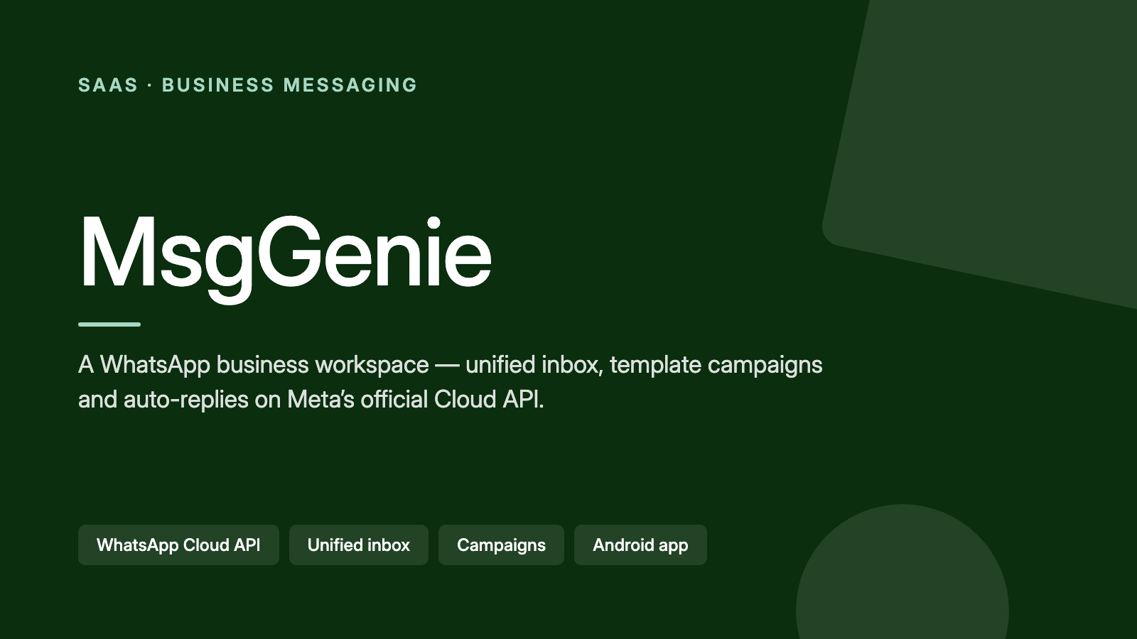 MsgGenie — WhatsApp business workspace
